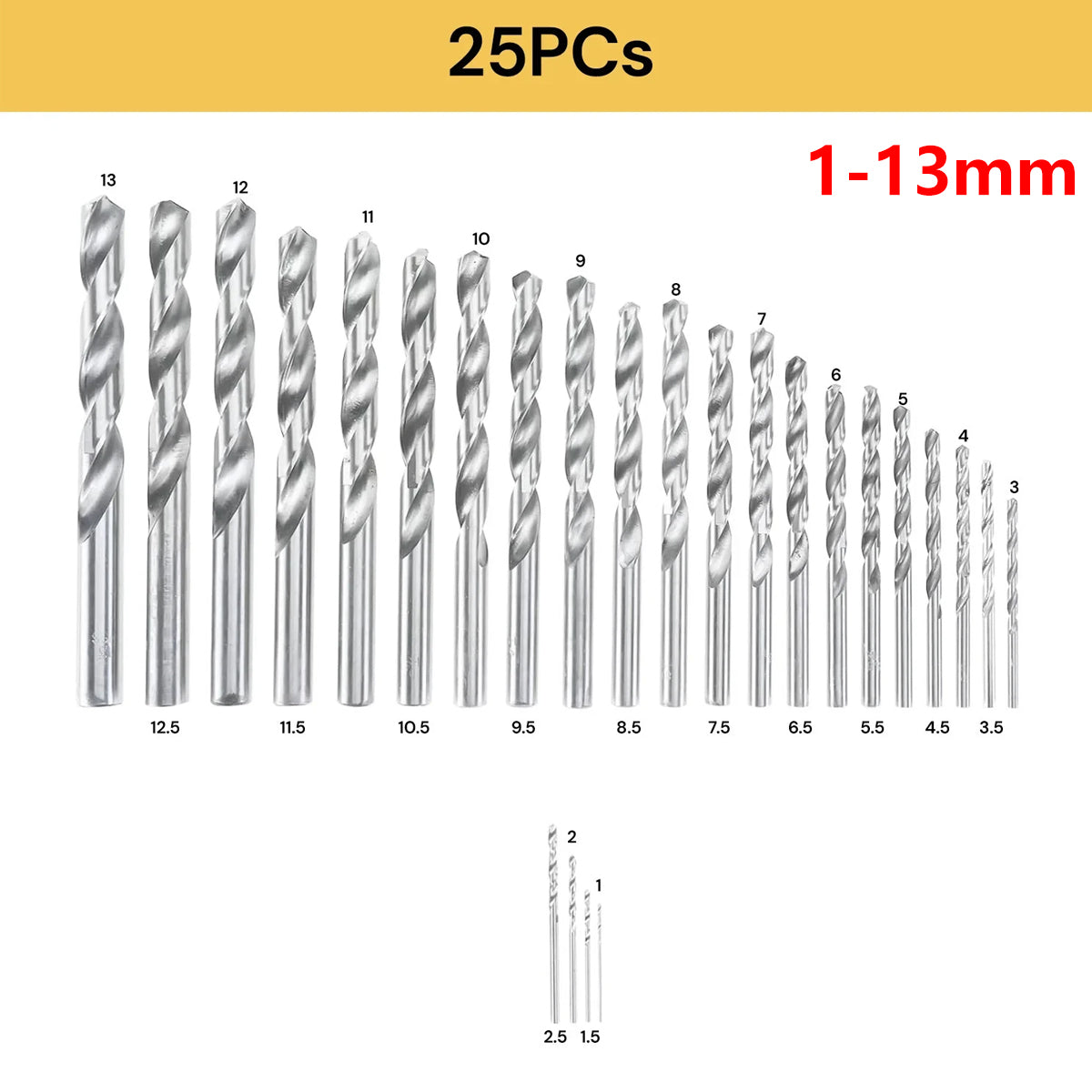 Drill Bits Set Metric Metal Twist High Speed HSS Steel Case 25pcs Coated Tool