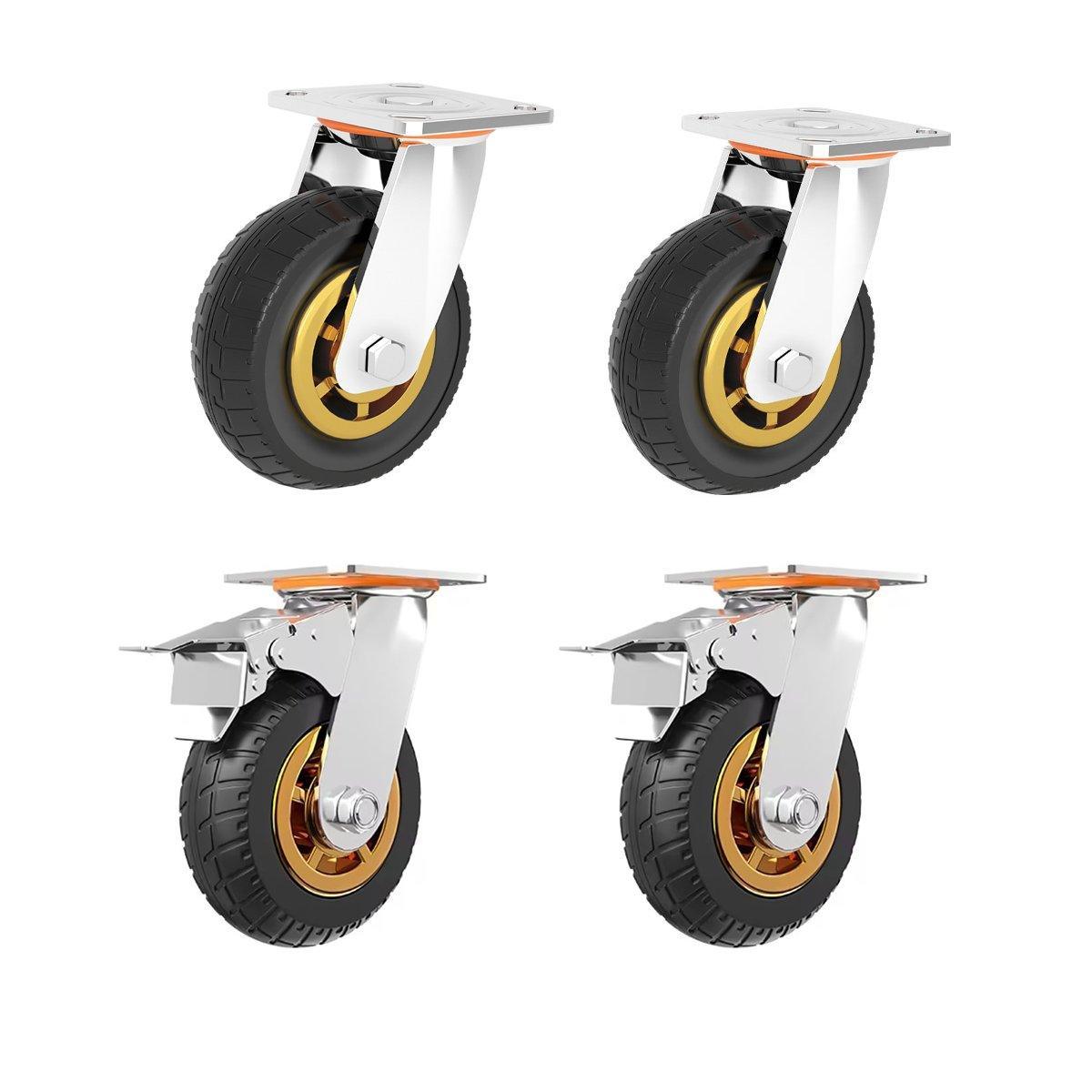 4pcs 6inch Heavy Duty Swivel Caster Wheels 150mm 1000kg Load 2 with Brakes