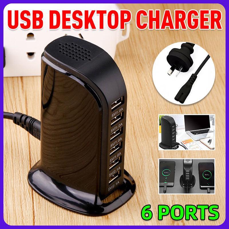 6Ports Charging Station Usb Desktop Charger Rapid Tower Power Adapter Wall Hub