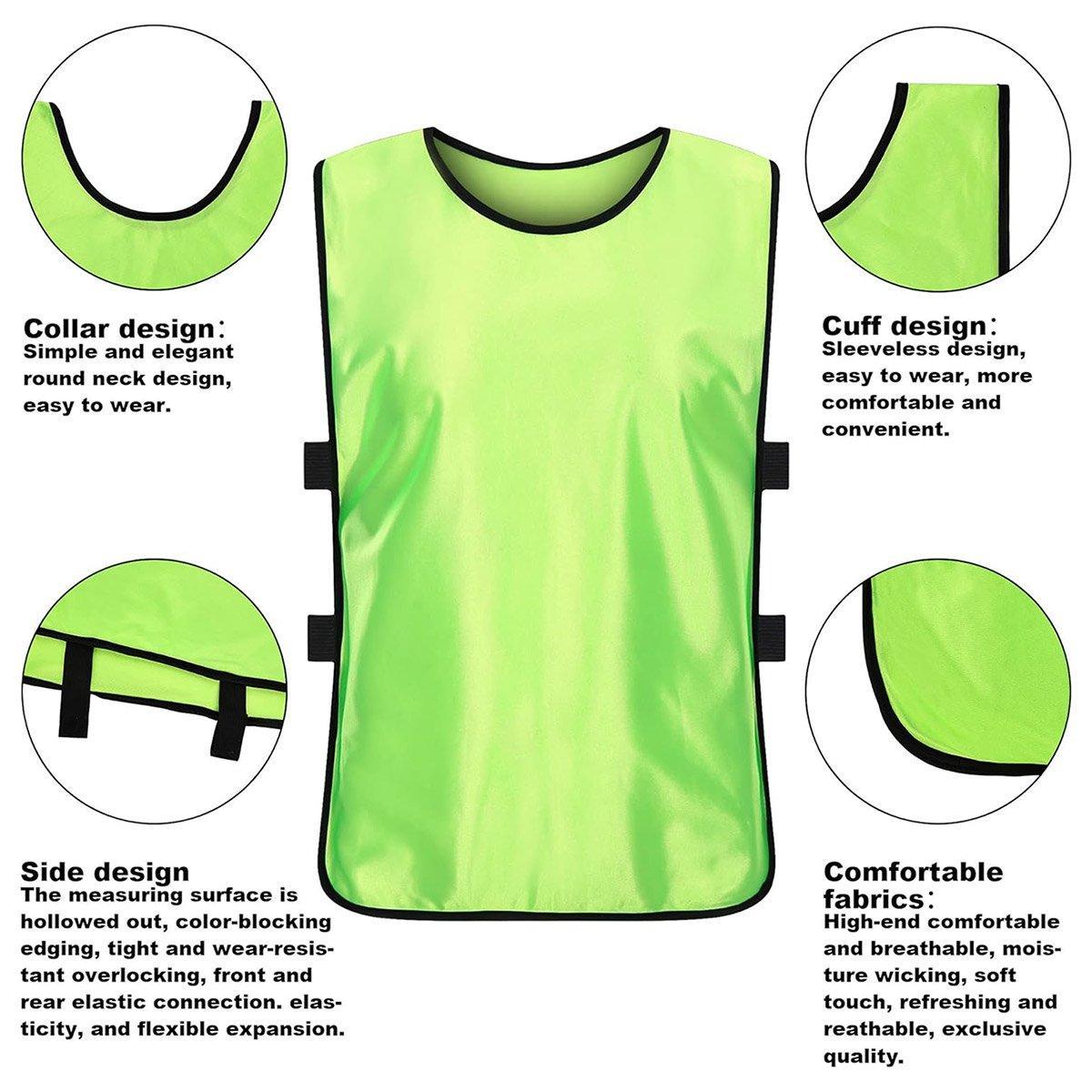 6X Sports Training Bibs Soccer Vests Group Team Bibs Basketball Cricket Football - Grass Green-L