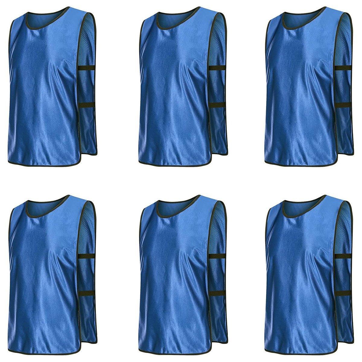 6X Sports Training Bibs Soccer Vests Group Team Bibs Basketball Cricket Football - Dark Blue-M