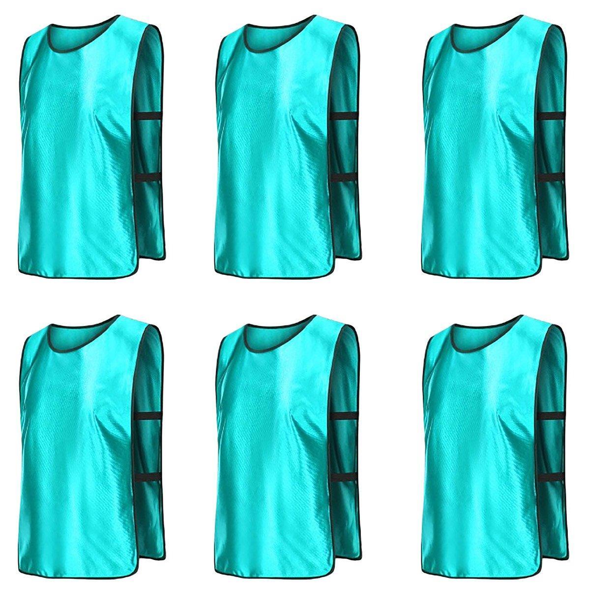6X Sports Training Bibs Soccer Vests Group Team Bibs Basketball Cricket Football - Lake Blue-M