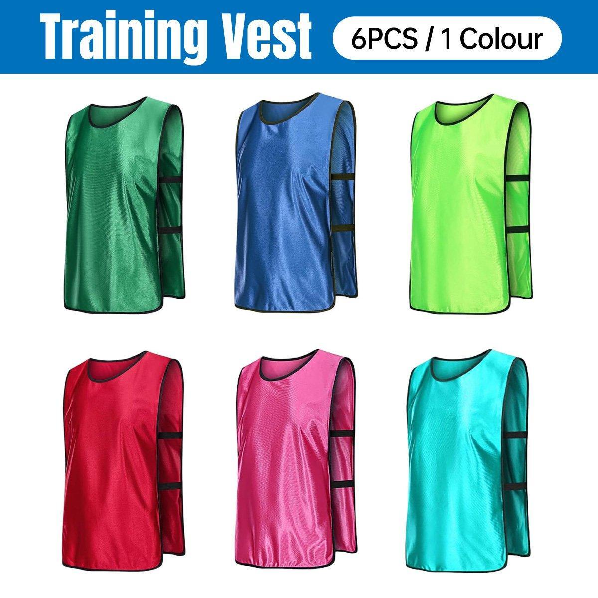 6X Sports Training Bibs Soccer Vests Group Team Bibs Basketball Cricket Football - Lake Blue-S
