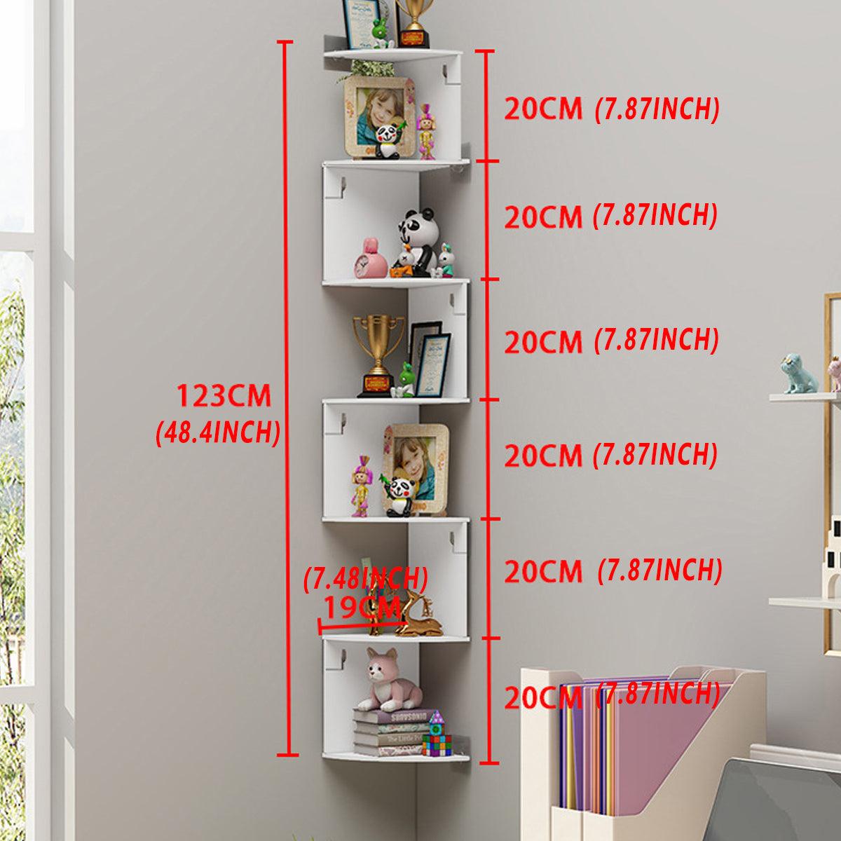 7 Tier Wall Mounted Corner Shelf Triangle Storage Rack Space Saving Organizer