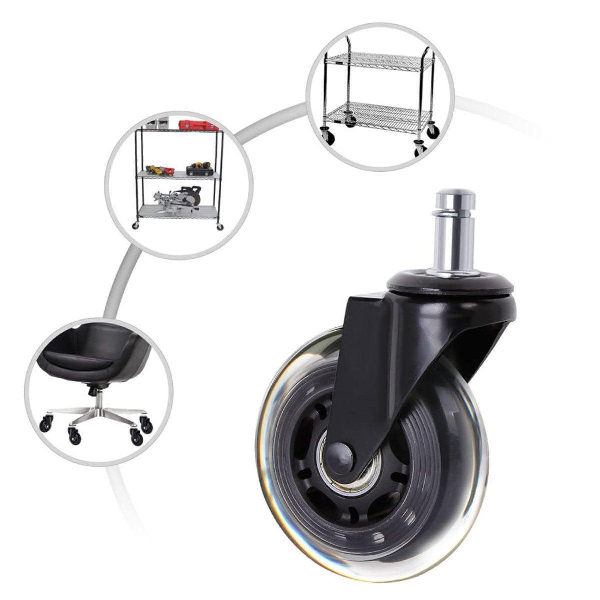 5pcs 3-Inch PU Transparent Caster Wheels Luggage Office Chair Mute Swivel Wheels