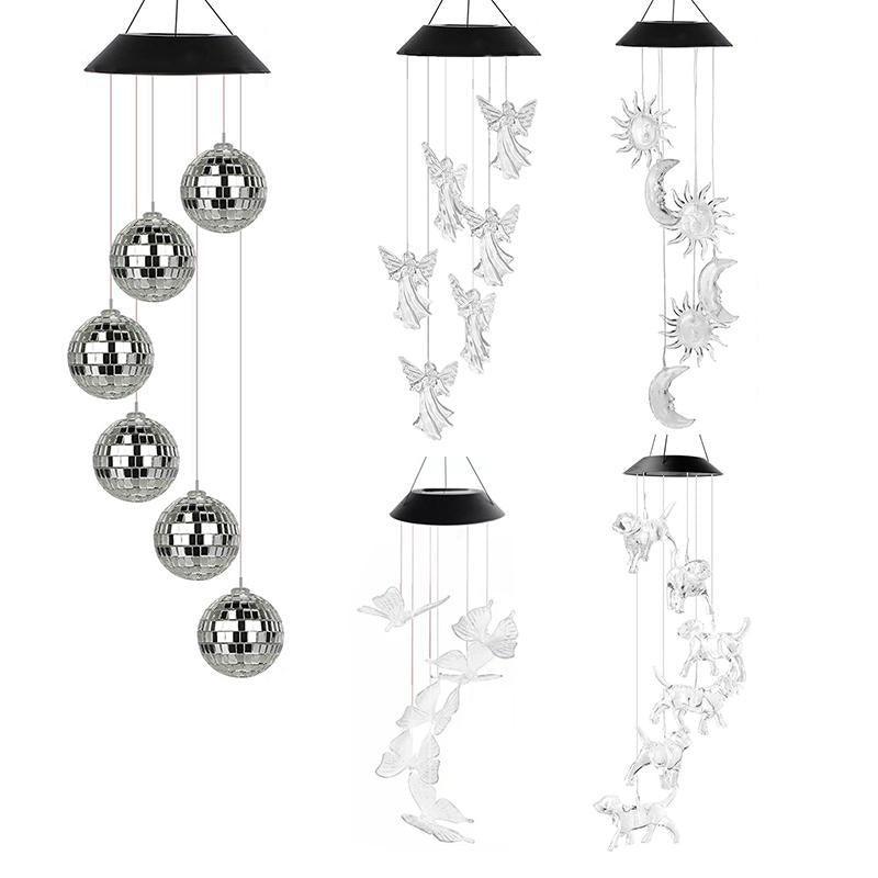 Colour Changing Wind Chimes LED Light Hanging Decor Outdoor Solar Powered Garden - Ball