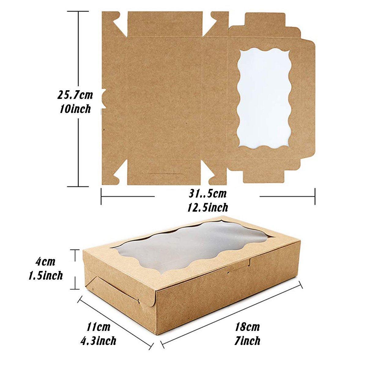 50pcs Rectangular Kraft Paper Window Box Gift Packaging Boxes Party Favors - Khaki