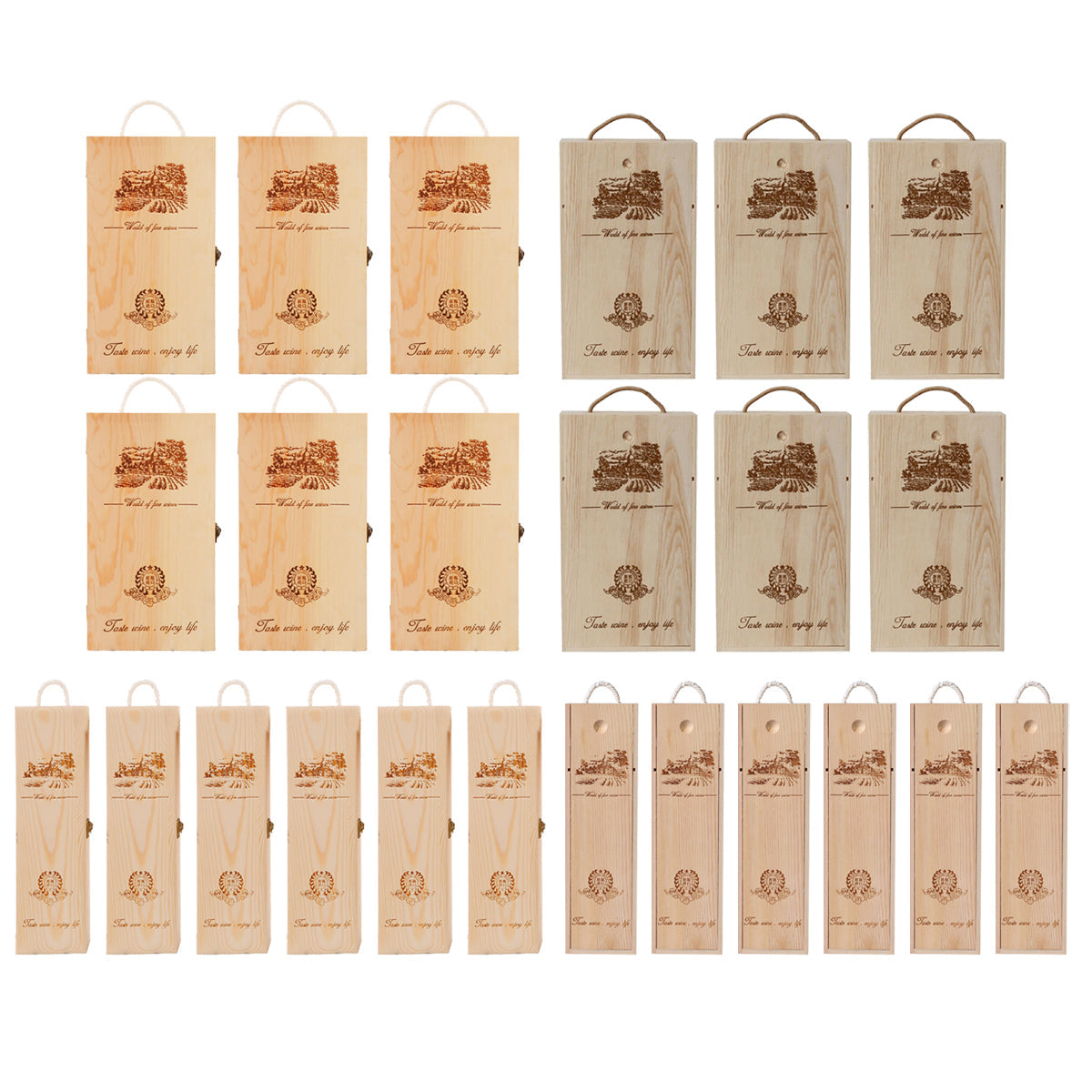 6pcs Red Wine Wooden Gift Box Packaging Storage Box for Wine Bottle Gifts - Single clamshell