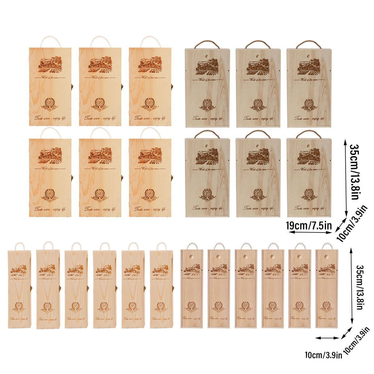 6pcs Red Wine Wooden Gift Box Packaging Storage Box for Wine Bottle Gifts - Single clamshell