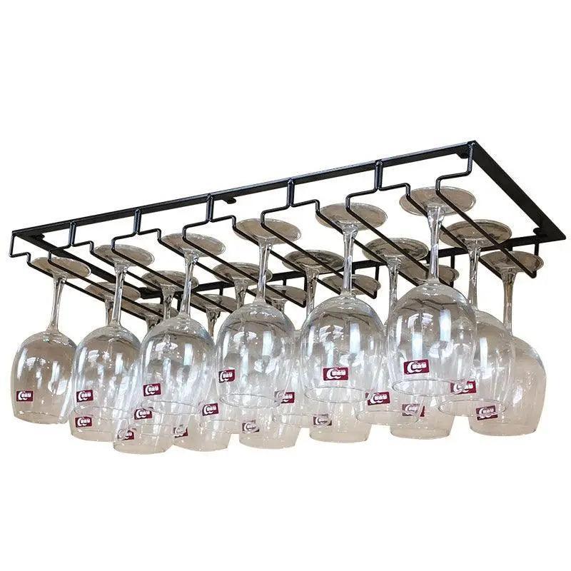 8/7/6/5/4/3 Slots Wine Glass Rack Holder Hanger Hanging Bar Storage Drying Rack - 6 Slots
