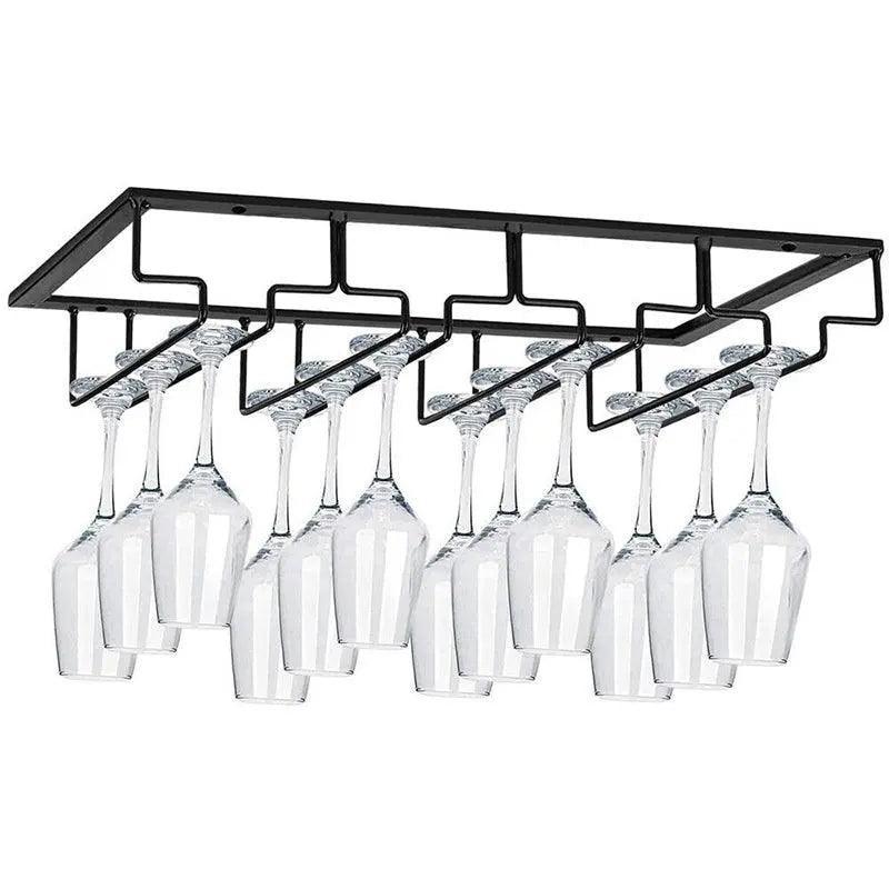8/7/6/5/4/3 Slots Wine Glass Rack Holder Hanger Hanging Bar Storage Drying Rack - 6 Slots