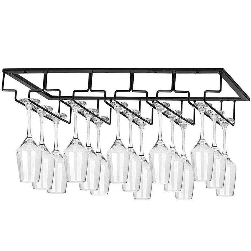 8/7/6/5/4/3 Slots Wine Glass Rack Holder Hanger Hanging Bar Storage Drying Rack - 6 Slots