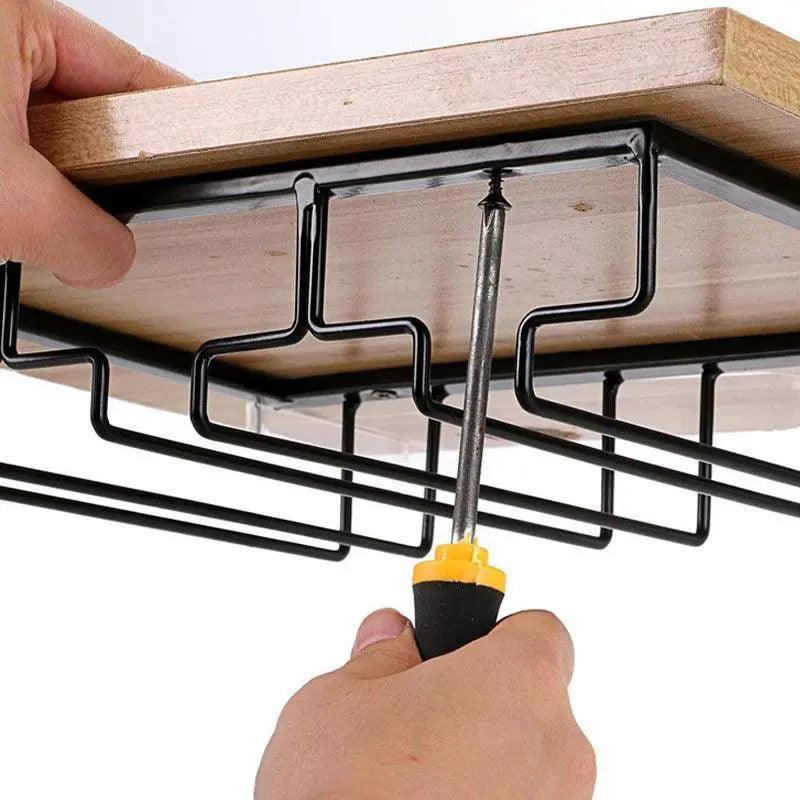 8/7/6/5/4/3 Slots Wine Glass Rack Holder Hanger Hanging Bar Storage Drying Rack - 7 Slots