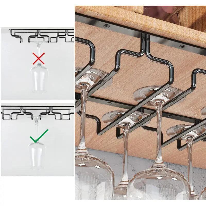 8/7/6/5/4/3 Slots Wine Glass Rack Holder Hanger Hanging Bar Storage Drying Rack - 8 Slots