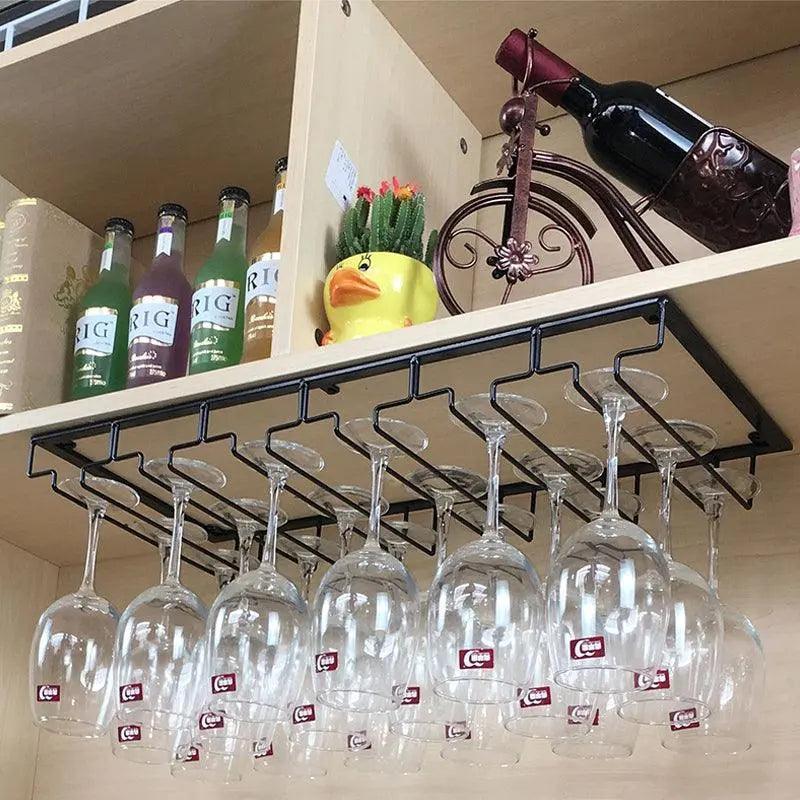8/7/6/5/4/3 Slots Wine Glass Rack Holder Hanger Hanging Bar Storage Drying Rack - 8 Slots