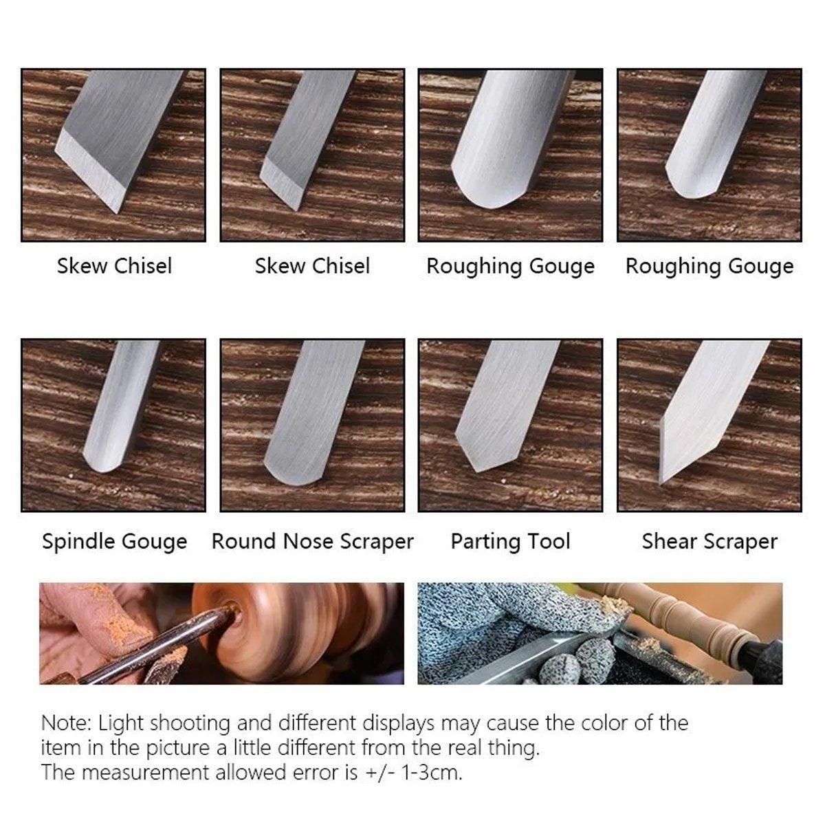 8X Heavy Duty HSS Wood Lathe Chisel Set Turning Wood Tools Carving GougeDurable