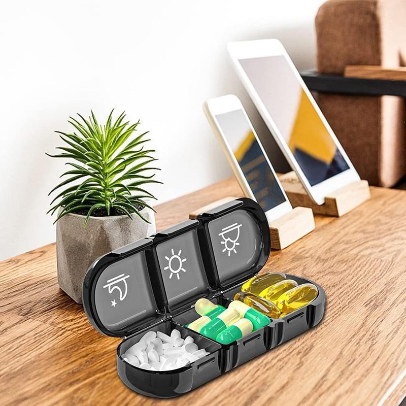 7 Day Medicine Organizer Pill Box Tablet Daily Case Weekly Dispenser Container - Black