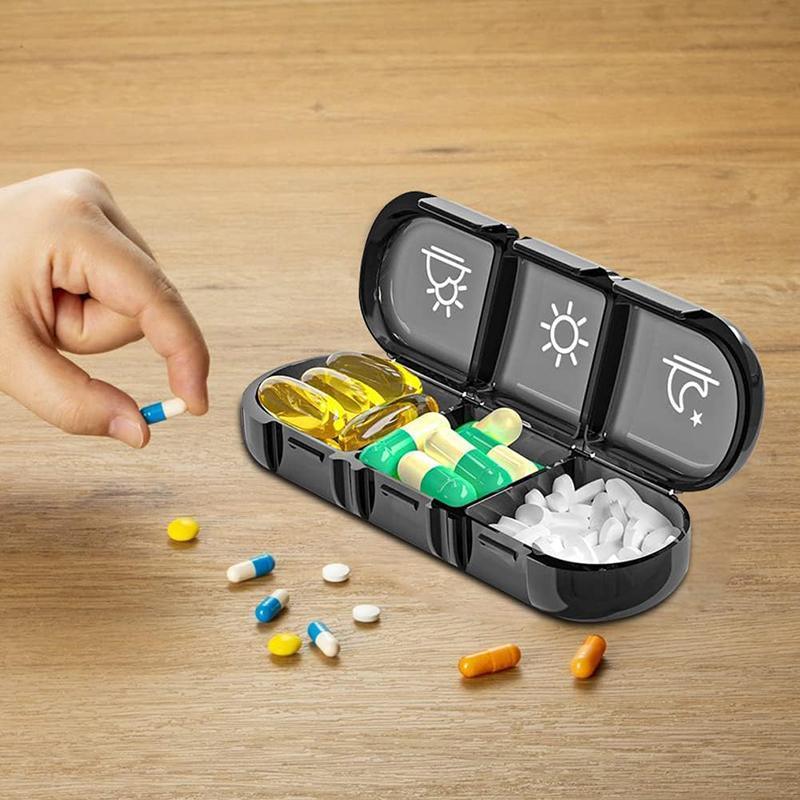 7 Day Medicine Organizer Pill Box Tablet Daily Case Weekly Dispenser Container - Black