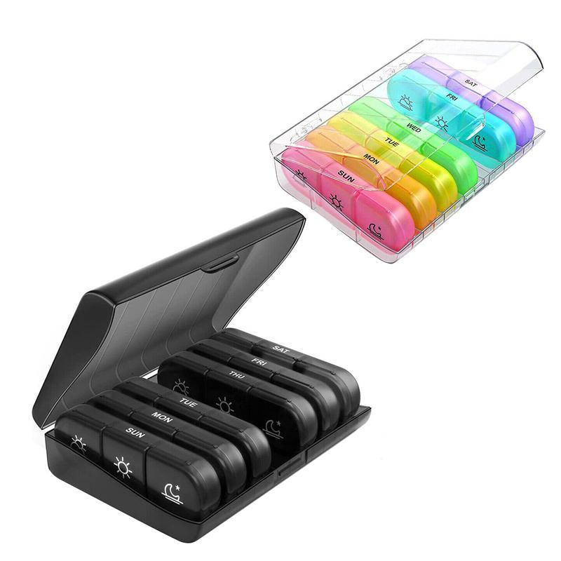 7 Day Medicine Organizer Pill Box Tablet Daily Case Weekly Dispenser Container - Colourful