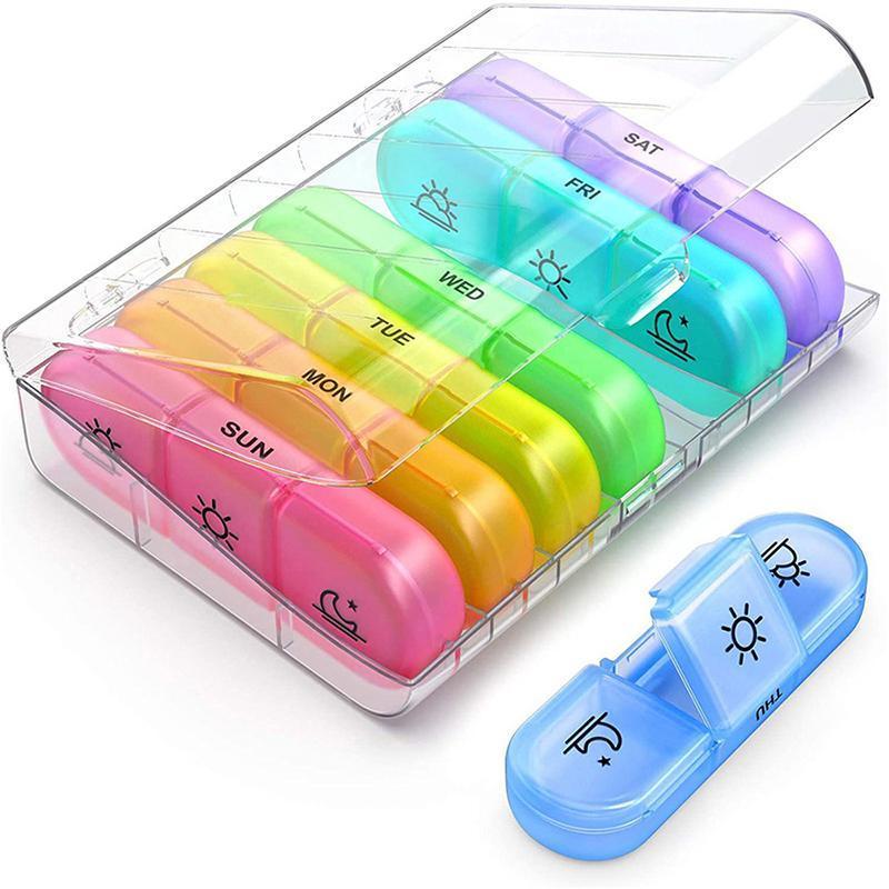 7 Day Medicine Organizer Pill Box Tablet Daily Case Weekly Dispenser Container - Colourful