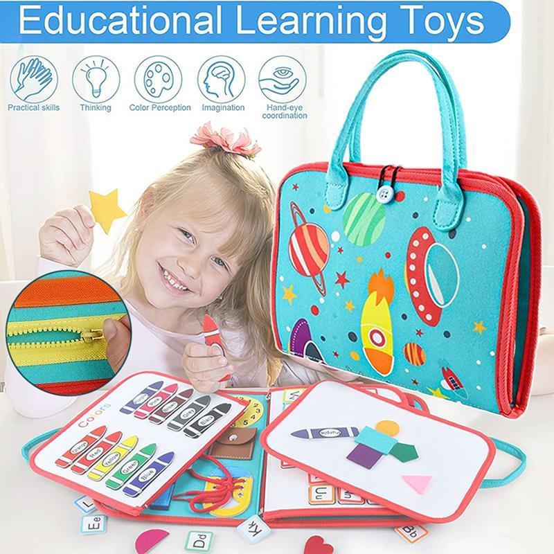 Educational Montessori Busy Board Sensory Activity Book Learning Toy for Early Skills