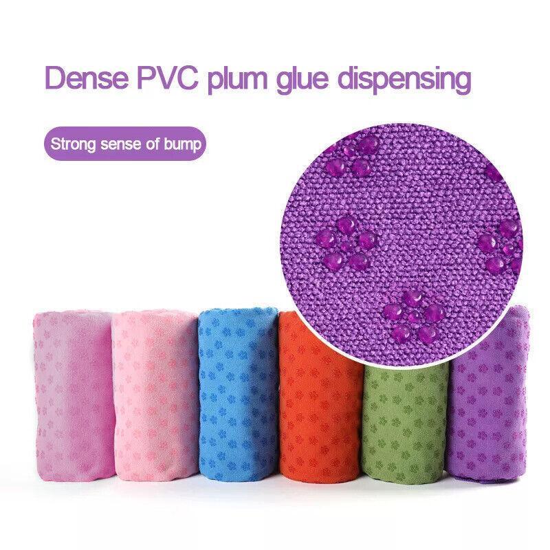 Non Slip Yoga Towel Mat Microfiber Fitness Gym Exercise Blanket with Carry Bag - Green