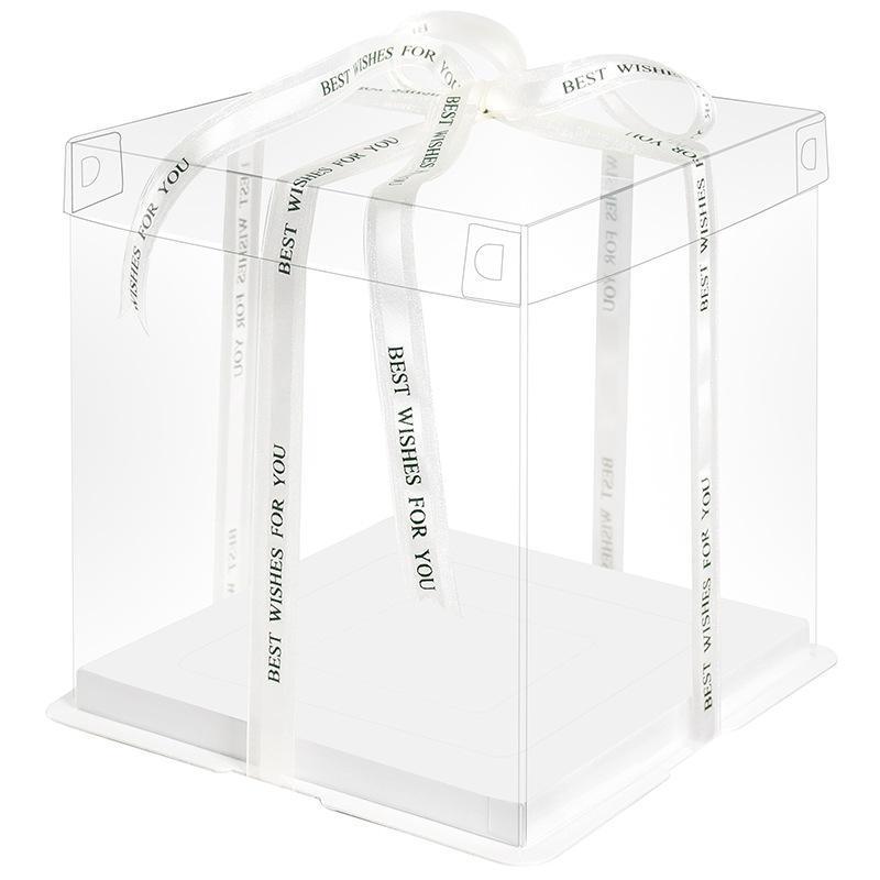 20 PCS Clear Treat Box Box Portable Cake Display Transparent Birthday Cake - 6 INCH(without ribbon)-Single