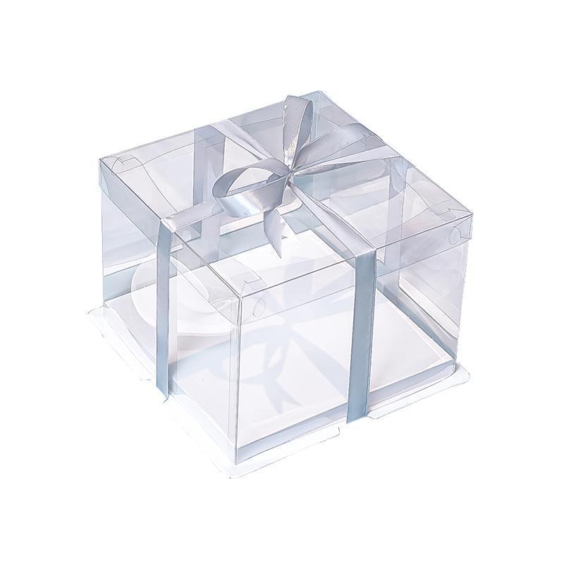 20 PCS Clear Treat Box Box Portable Cake Display Transparent Birthday Cake - 8 INCH(without ribbon)-Double