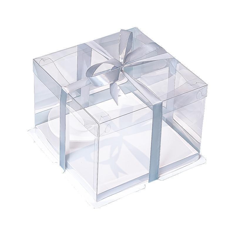 20 PCS Clear Treat Box Box Portable Cake Display Transparent Birthday Cake - 8 INCH(without ribbon)-Double