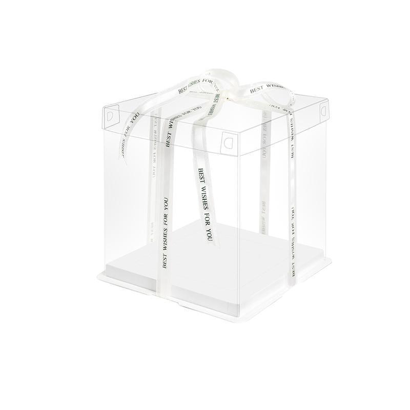 20 PCS Clear Treat Box Box Portable Cake Display Transparent Birthday Cake - 8 INCH(without ribbon)-Single
