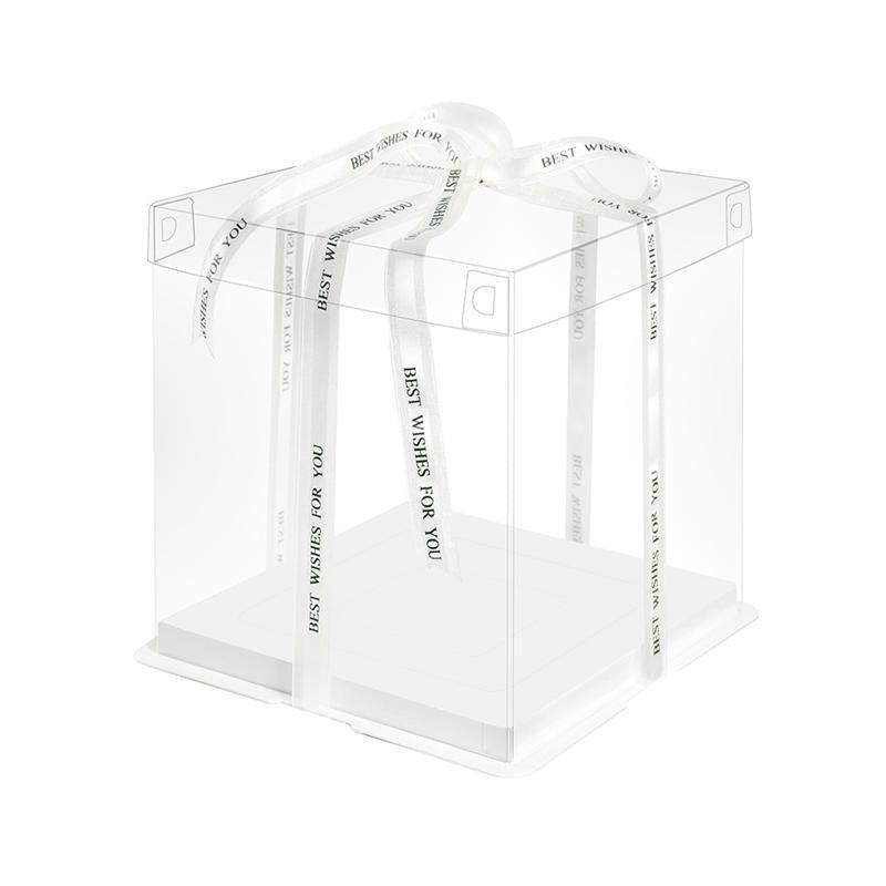 20 PCS Clear Treat Box Box Portable Cake Display Transparent Birthday Cake - 12 INCH(without ribbon)-Double