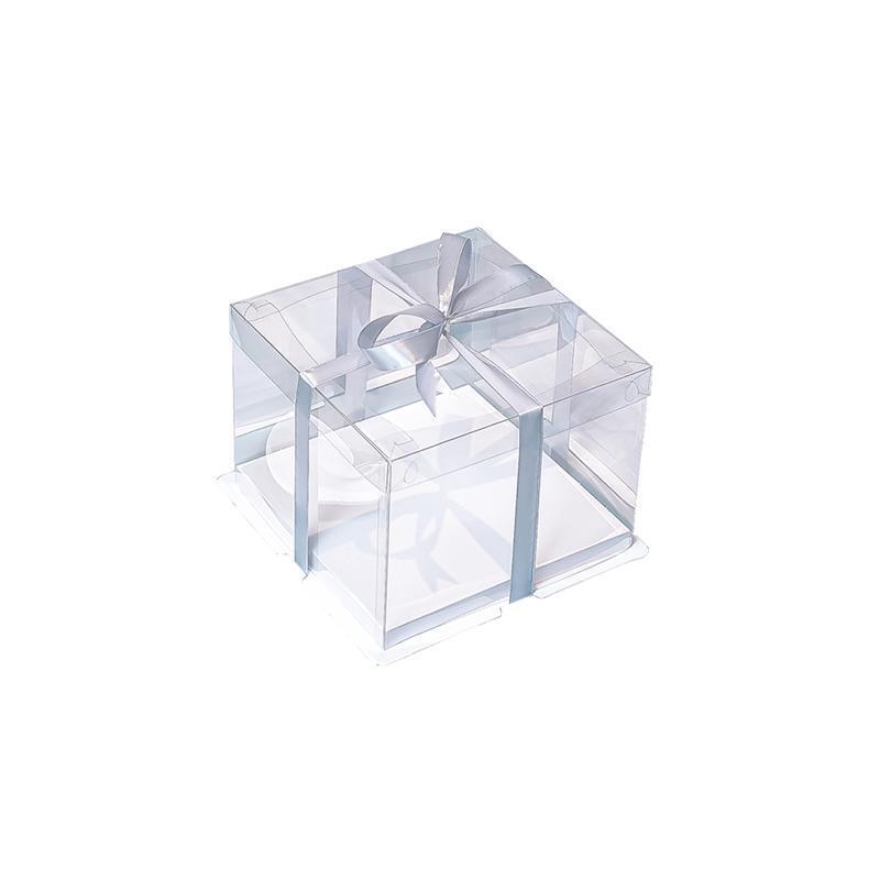 20 PCS Clear Treat Box Box Portable Cake Display Transparent Birthday Cake - 4 INCH(without ribbon)-Double