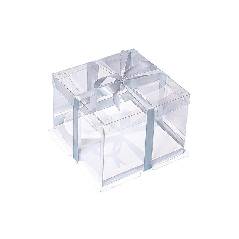 20 PCS Clear Treat Box Box Portable Cake Display Transparent Birthday Cake - 4 INCH(without ribbon)-Double