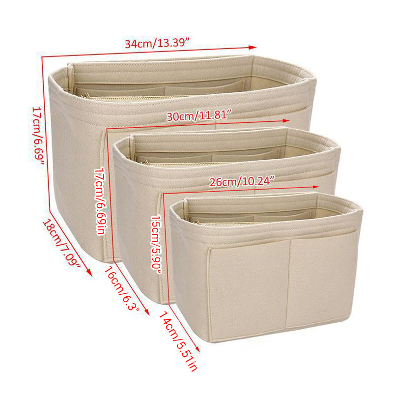 Felt Handbag Organizer Insert with Multiple Pockets for Tote and Purse - Pink XL Size