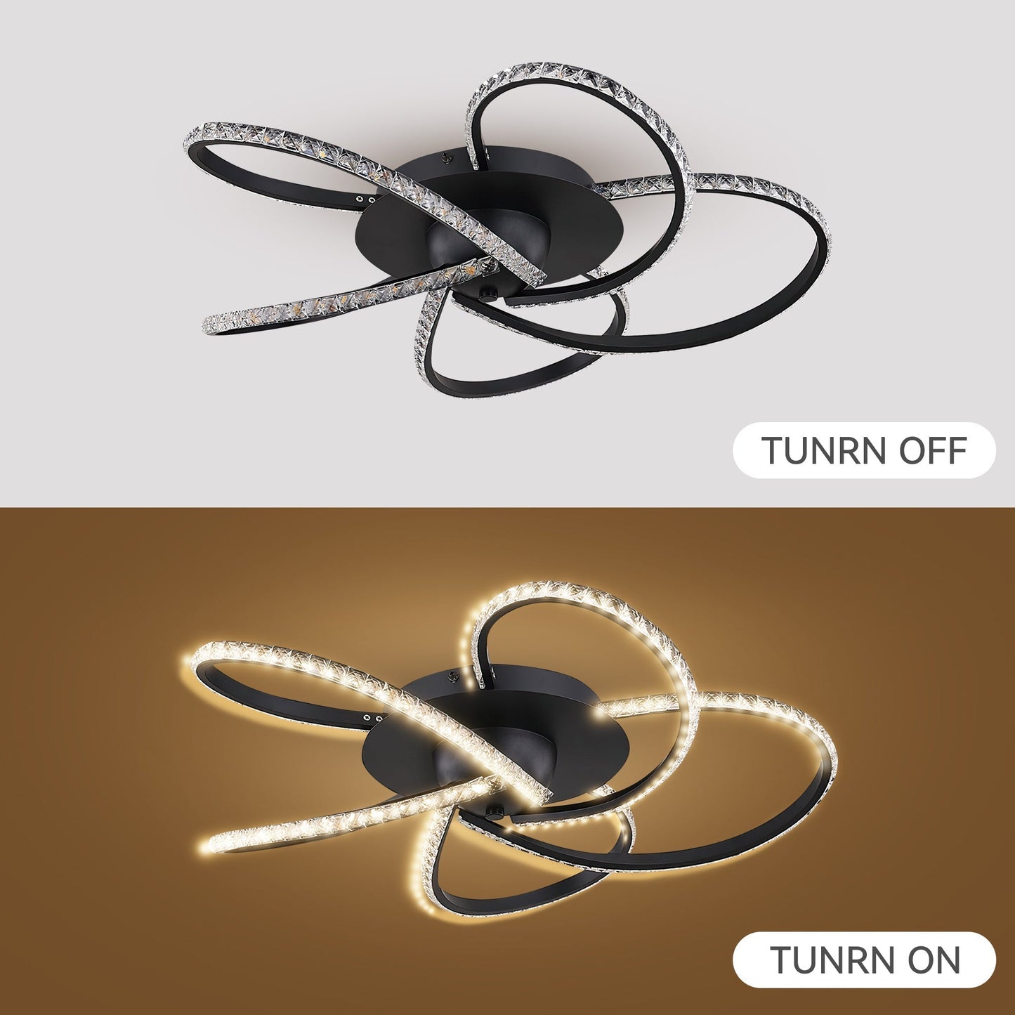 Irie Dimmable 5 Lights LED Ceiling Light - Black