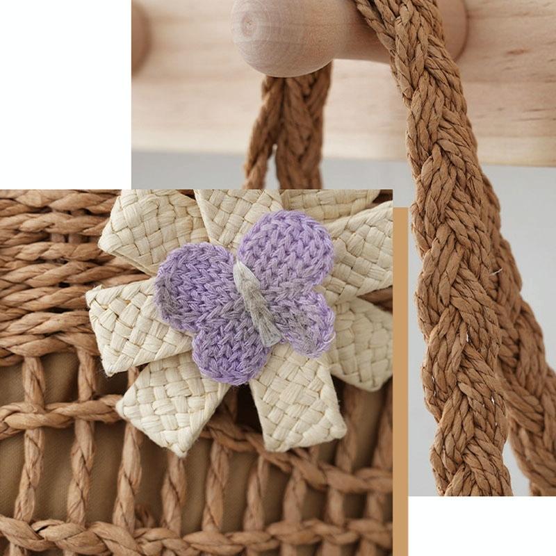 Large Capacity Straw Tote Bag with Hollow Wave Design and Lining - Beige