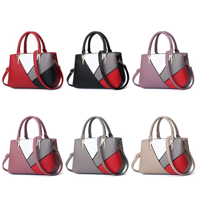 Colourblock Ladies Handbag - Pu Material - Dark Gray