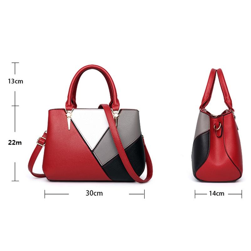 Colourblock Ladies Handbag - Pu Material - Dark Gray