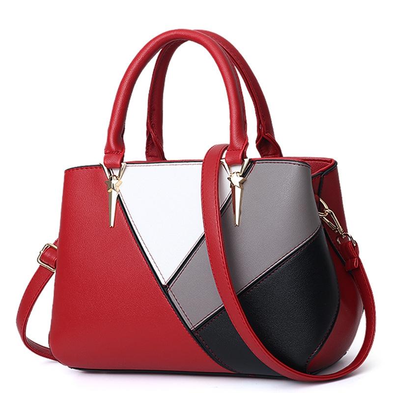 Colourblock Ladies Handbag - Pu Material - Pink