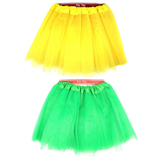 2x Tulle Ballerina Tutu ¨C Small, 3-Layer Children¡¯s Costume Skirt - Yellow & Green Australia Day