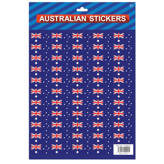 Australian Flag Stickers ¨C A4 Sheet of Festive Stickers for Australia Day Celebrations