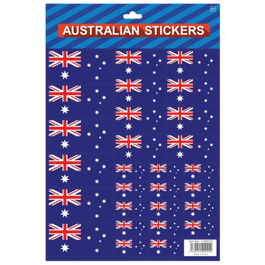 Australian Flag Stickers ¨C A4 Sheet of Festive Stickers for Australia Day Celebrations