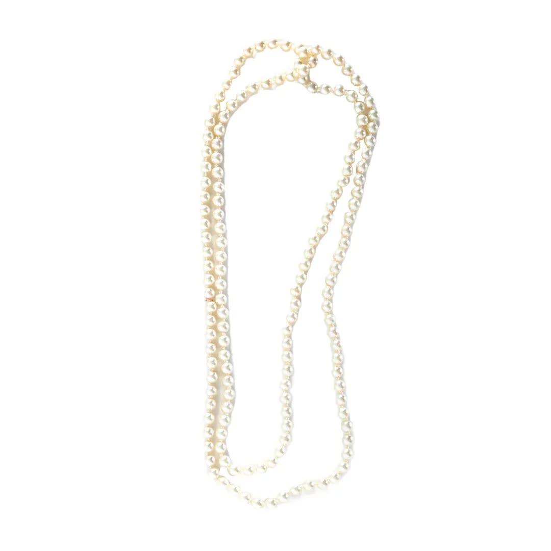 Long Faux Pearl Necklace – 1920s Flapper Costume Accessory or Vintage-Inspired Look