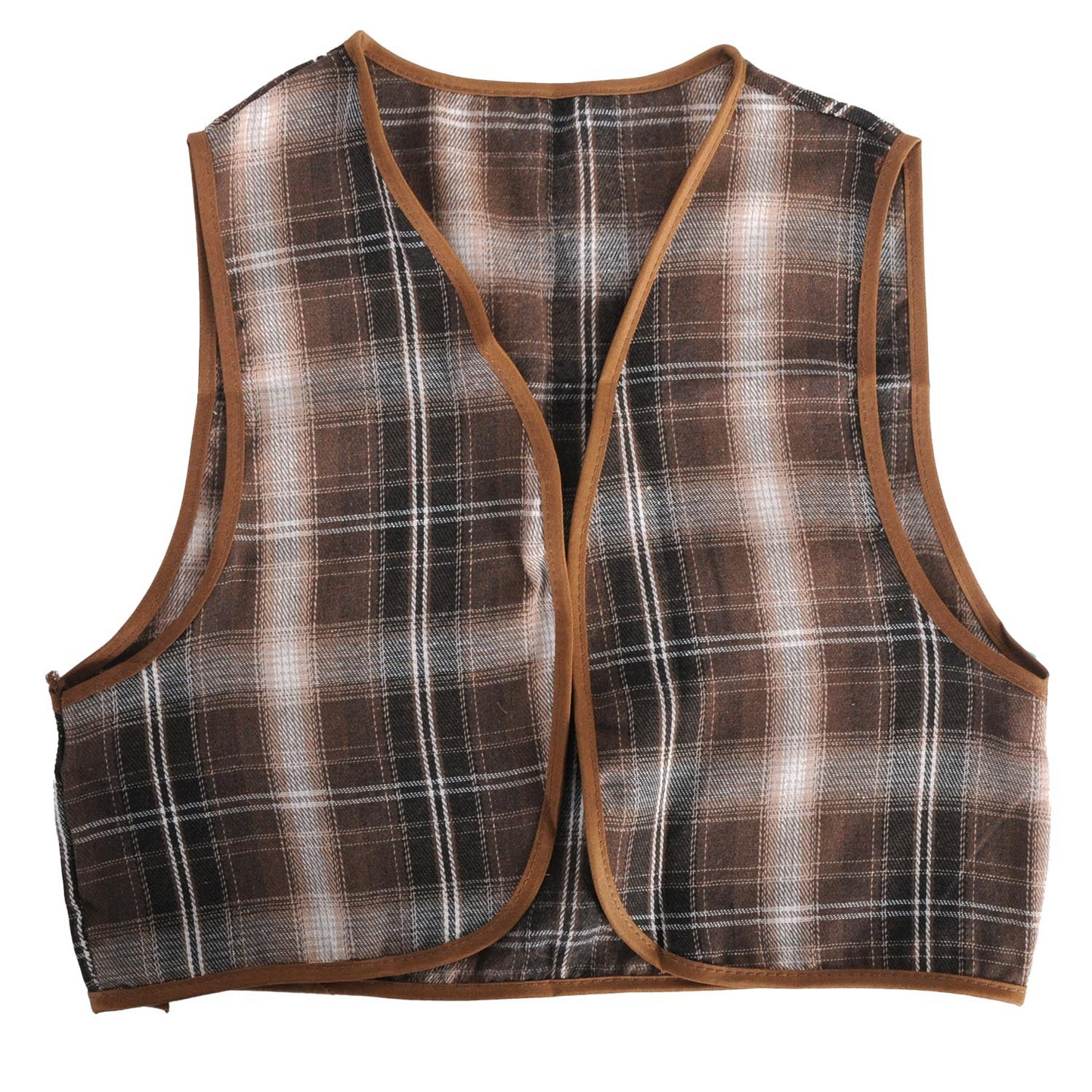 Childrens Brown Checkered Party Costume Vest Boys Kids Victorian, Cowboy or 1920s Style