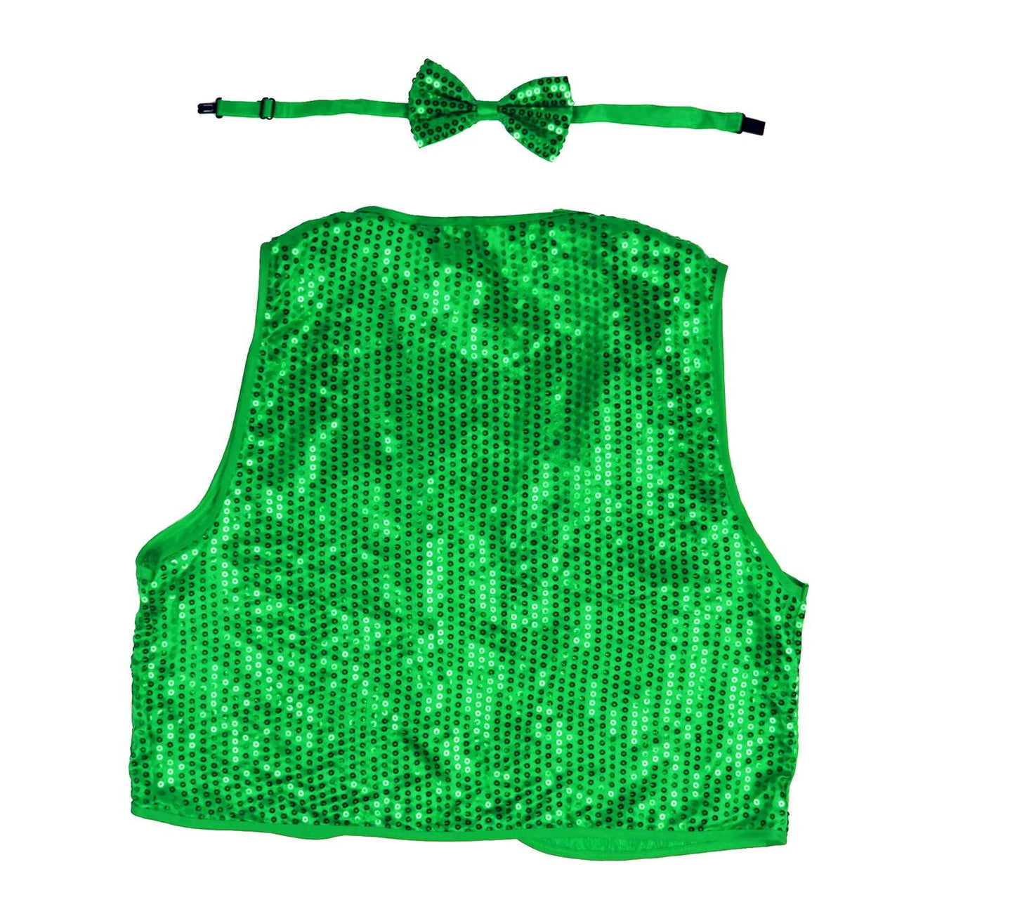 Kids Sequin Vest Bow Tie Set Costume 80s Party Dress Up Waistcoat - Green
