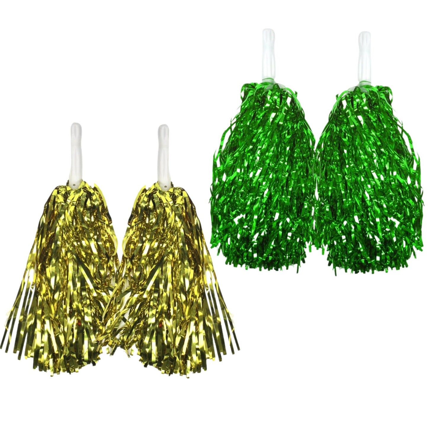 Green & Yellow Metallic Cheerleading Pom Poms ¨C 2-Pack (1 Green Pair & 1 Yellow Pair) Australia Day