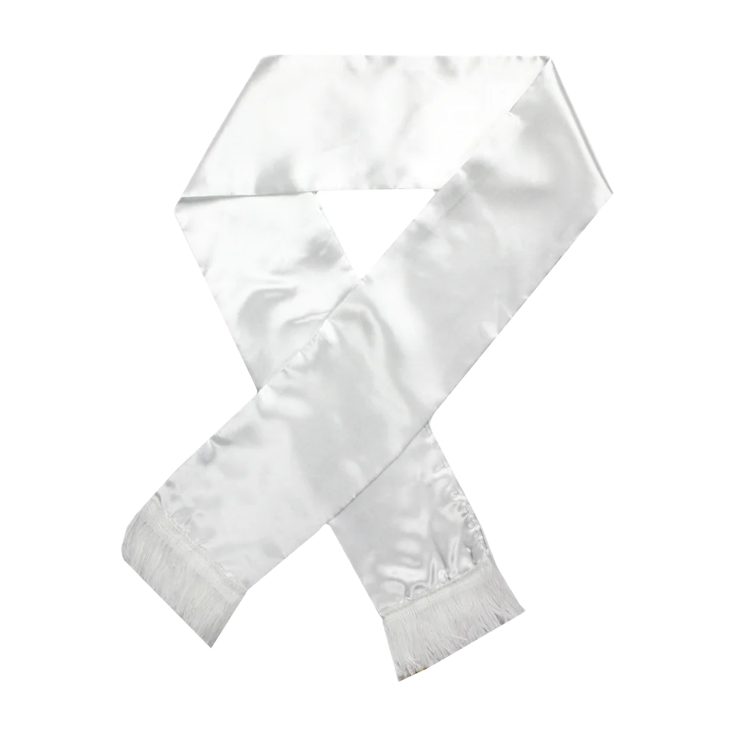 Mens Gatsby 1920s Hollywood Gangster White Scarf Silky Soft with Tassels Costume