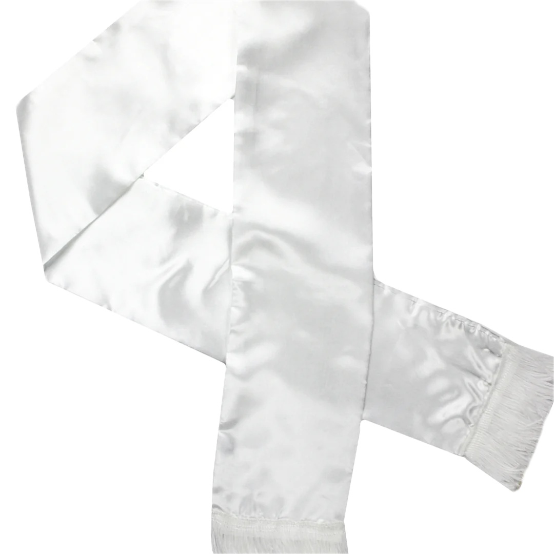 Mens Gatsby 1920s Hollywood Gangster White Scarf Silky Soft with Tassels Costume