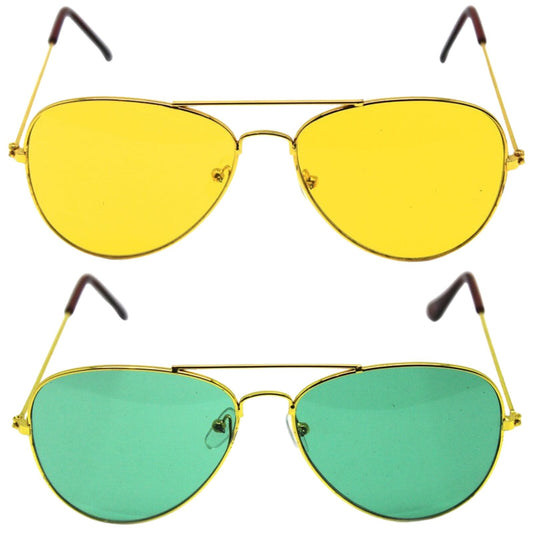 Green and Yellow Gold Aviator Party Glasses ¨C Fun Novelty Set Australia Day