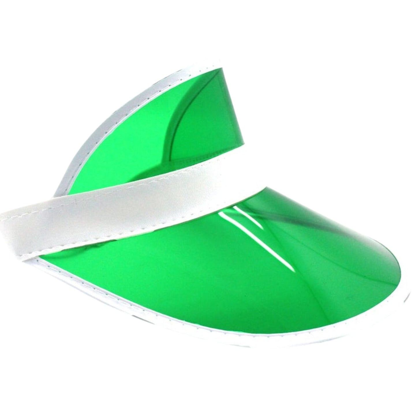 Green Perspex Visor with White Rim ¨C Retro 80s Rave Accessory, Adjustable Fit Australia Day
